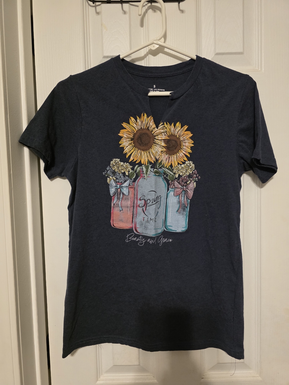 Navy Sunflower Mason Jar Graphic Tee